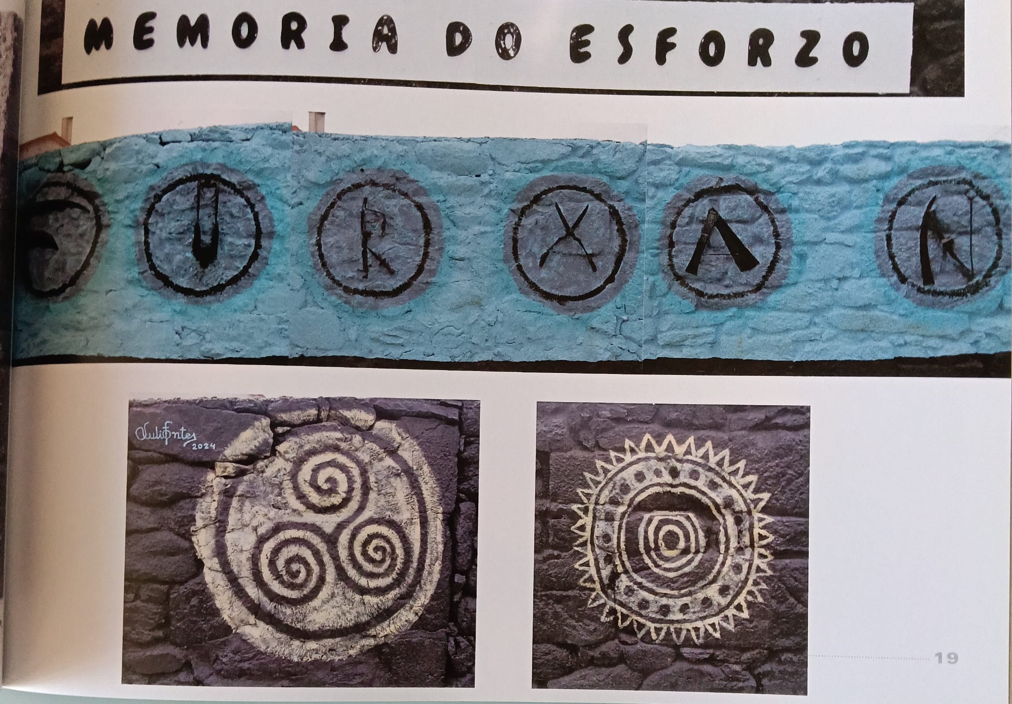 A arquitectura tradicional intégrase na propia obra: pedra, madeira e paisaxe conviven coas pinceladas de cor nunha intervención que exemplifica a filosofía artística desenvolvida por Xulio Fontes en Forxán.