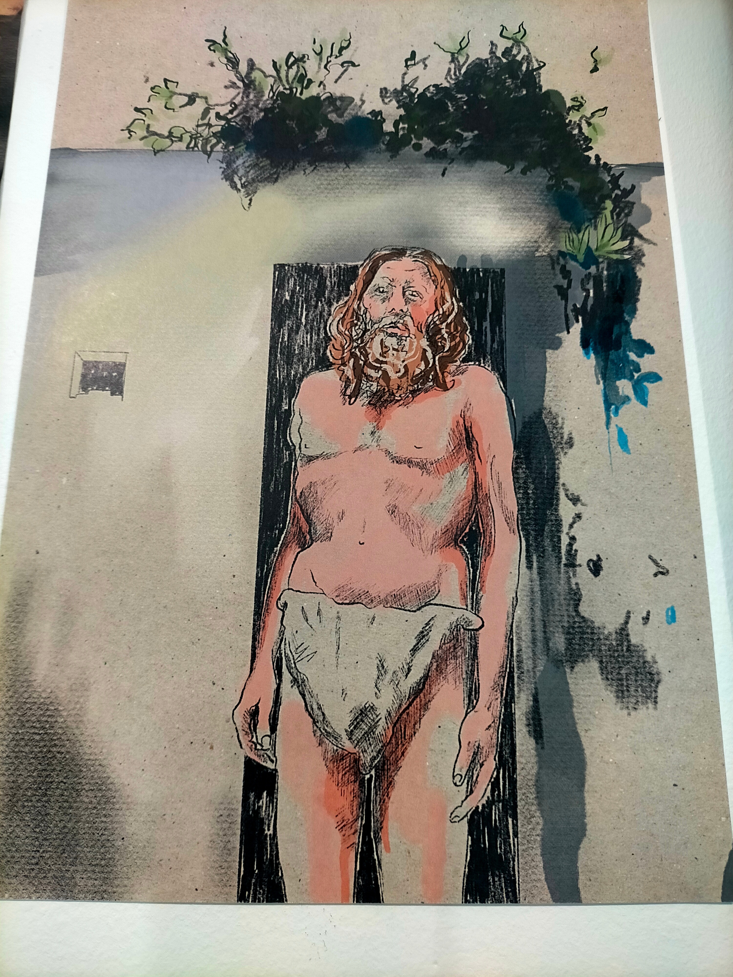 Man, el ermitaño de Camelle, llevado al lenguaje plástico de Sandra Parguiña. El singular personaje de la Costa da Morte es uno de los protagonistas de los relatos culturales recuperados en la exposición.